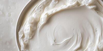 Close-up of spread in a round bowl with a smooth, uniform surface, meal photography photo