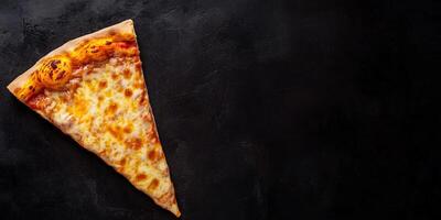 Pizza slice with visible cheese strings stretching from the crust, meal photography photo