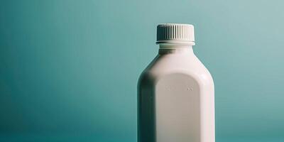 Close-up of probiotic drink bottle with visible expiration date on label, photorealistic food photo