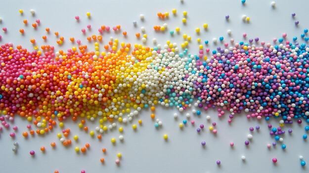 puñado de multicolor sin igual en degradado modelo en plano superficie, comida fotografía foto