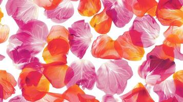 A pattern of red and orange flowers on a white background photo