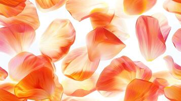 Seamless pattern of orange petals on white background photo
