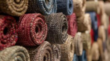 A large pile of different colored yarns photo