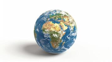 The earth is shown in a white background photo