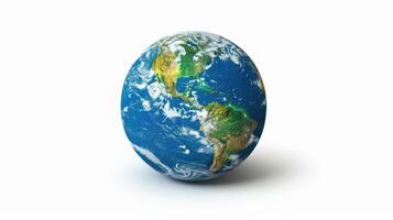 The earth is shown in a white background photo