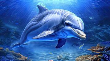 Dolphin underwater wallpaper photo