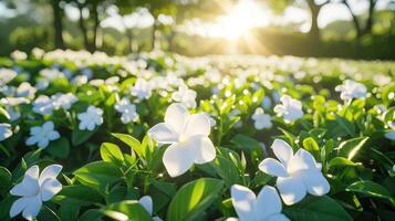 White flowers in the sun photo