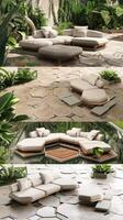 A series of images showing different types of outdoor furniture photo