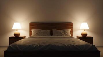A bed with two lamps on it photo