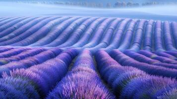 Lavender fields in the fog photo