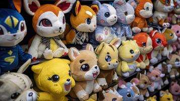 A bunch of stuffed animals on a shelf photo