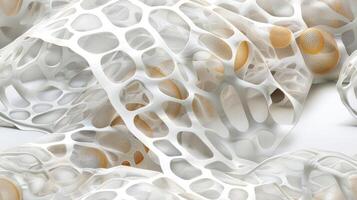 A close up of a bunch of white and gold pieces photo