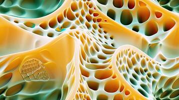 A close up of a cell membrane with holes photo