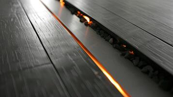 A close up of a fire in a wood floor photo