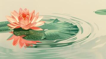 Water lily in the pond with a lotus flower photo