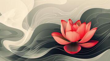 A red lotus flower on a gray background photo