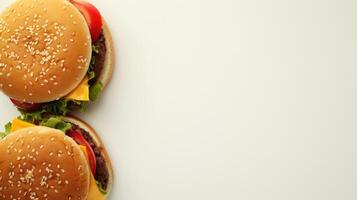 Two hamburgers on a white background photo