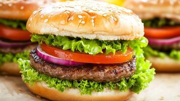 Elevate Your Burger Game with Onion, Lettuce, and Tomato photo