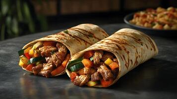 Flavorsome Shawarma Wraps with Chicken, Beef, and a Vegetable Medley photo