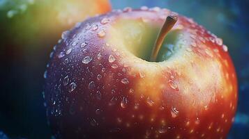Macro View of a Glossy Apple with Deep Red Colo photo