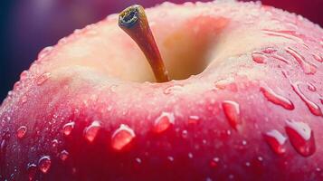 Perfectly Ripened Red Apple in Detailed Close-Up View photo