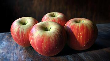 A Macro View of a Fresh, Dew-Kissed Red Apple photo