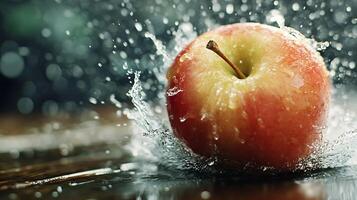 Macro Photography of a Glossy, Ripe Red Apple photo