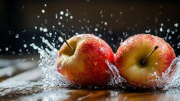 Macro Shot of a Perfectly Ripe Red Apple with Dew photo