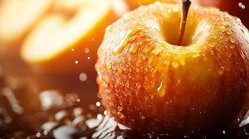 Detailed Close-Up of a Red Apple with Smooth, Shiny Surface photo