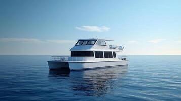A Luxurious Modern Boat Rendered Realistically in High-Resolution Perfectio photo