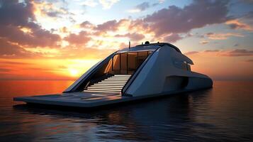High-Resolution Rendering of a Sleek and Realistic Modern Boat Design photo