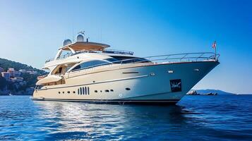 Refined Boat Experience Under Soft Sunlight Over Serene Waves photo