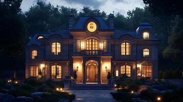 Evening Light Highlights the Elegance of a Stylish Home photo