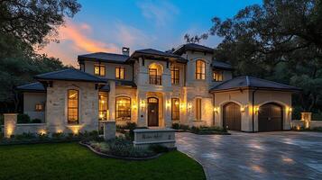 Refined Elegance of a Luxury Residence at Sunset photo