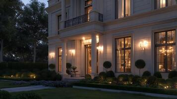 Luxury Architecture Shines Bright Under the Serenity of Dusk photo