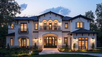 Breathtaking Home Shimmers in the Soft Glow of Evening photo