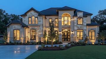 A Masterpiece of Luxury Design Glowing Under Evening Skies photo