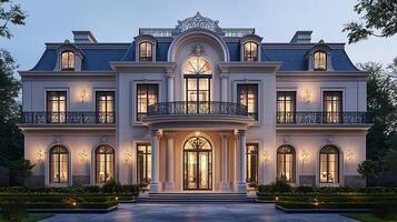 Modern Architectural Gem Shining in the Softness of Twilight photo