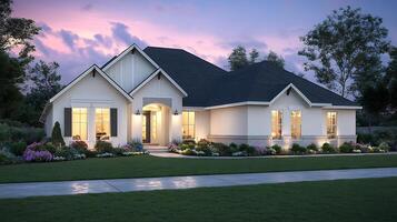 A Luxurious Architectural Beauty Illuminated by the Softness of Dusk photo