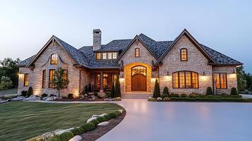 Magnificent Home Front Illuminated by the Glow of Evening photo
