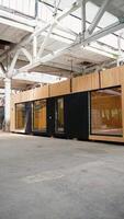Development of new prefabricated modular wooden houses. Vertical video