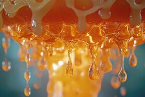 Dripping Honey Closeup with Defocused Background photo