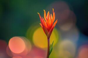 A Single Orange Flower with Blurred Background photo