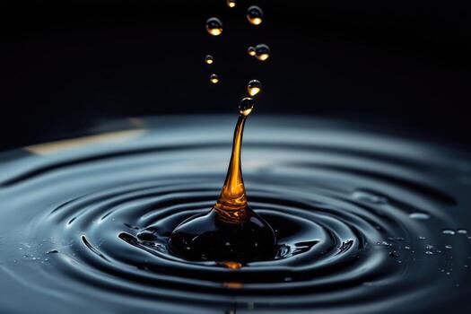 Water Droplet Splashing and Creating Ripples in a Black Surface photo