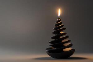 A Burning Black Spiral Candle in a Minimalist Setting photo