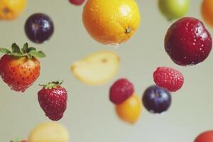 A Variety of Fresh Fruit Falling Through the Air photo