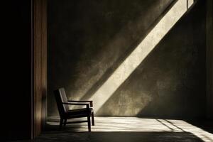 A Single Chair in a Room Bathed in Sunlight photo