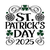 St. Patrick's Day 2025 Typography with Celtic Knot Patterns and Shamrocks vector