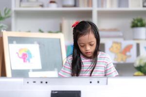 Portrait of special students doing learning activities in a special classroom photo