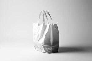 White Crinkled Shopping Bag on a White Background photo
